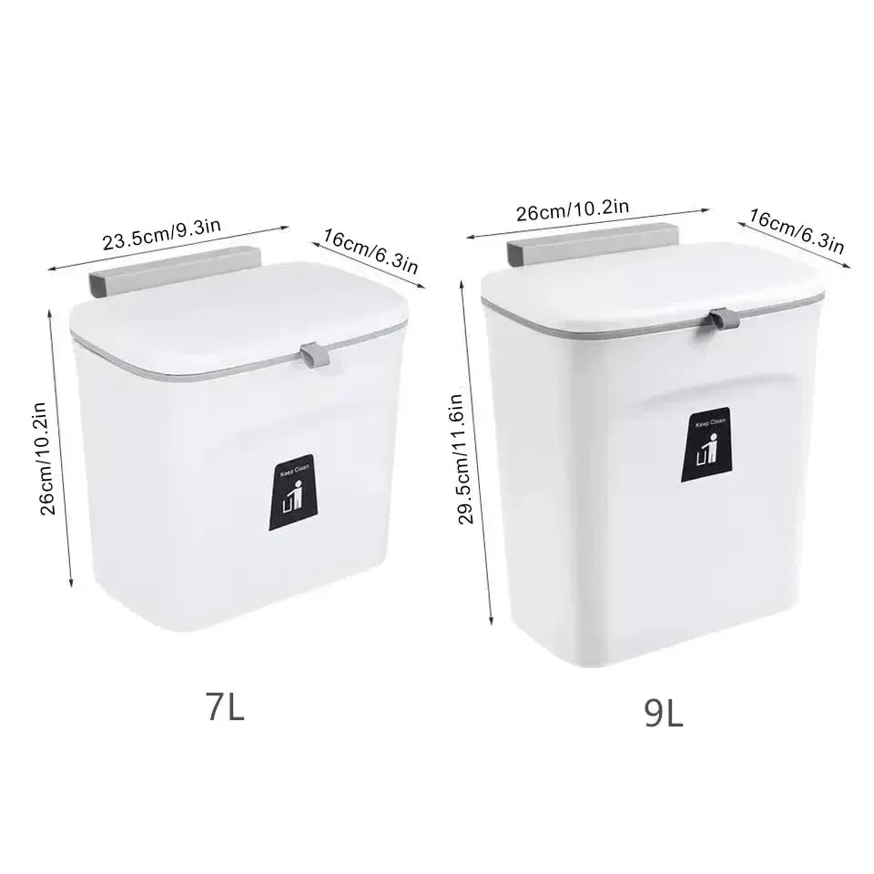 Wandgemonteerde Afvalbak Met Deksel (7L/9L) Voor Keuken & Badkamer