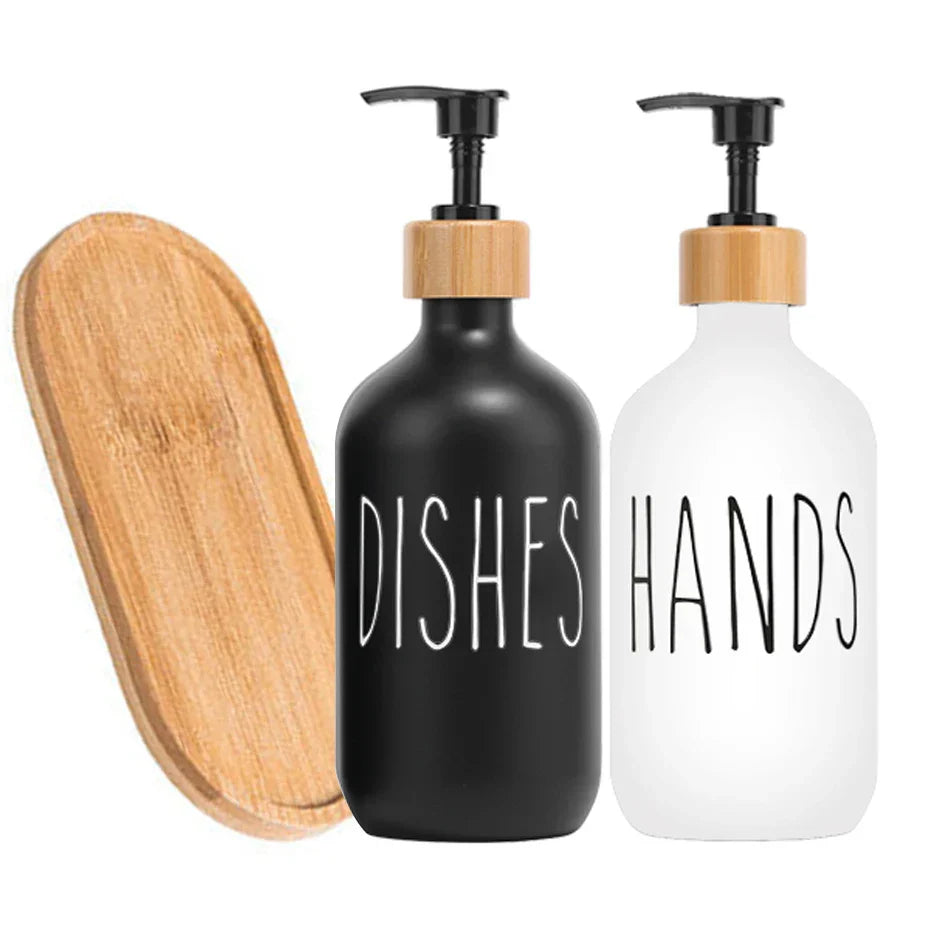 Zwarte Zeepdispenser Set Voor Keuken Met Navulbare Flessen & Strak Design