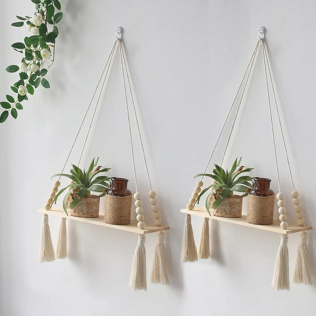 Boho Wandplank – Houten Wandplank Met Hanggreep Voor Warme & Stijlvolle Wanddecoratie