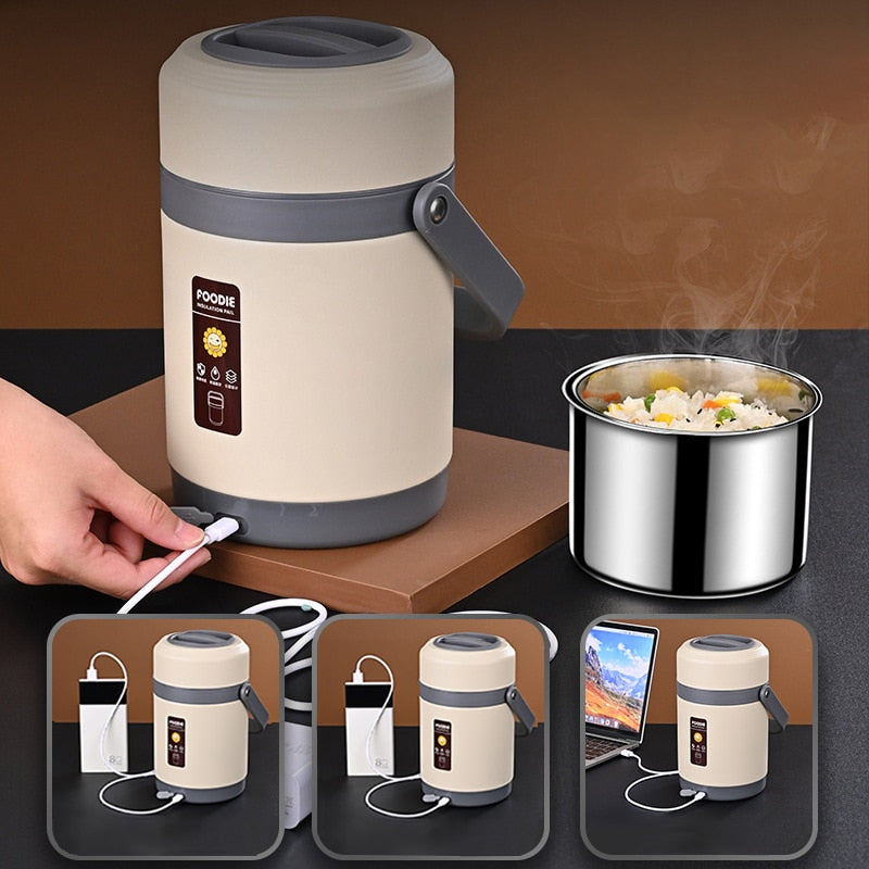 USB Verwarmde Lunchbox | 304 RVS – Warm Eten Onderweg