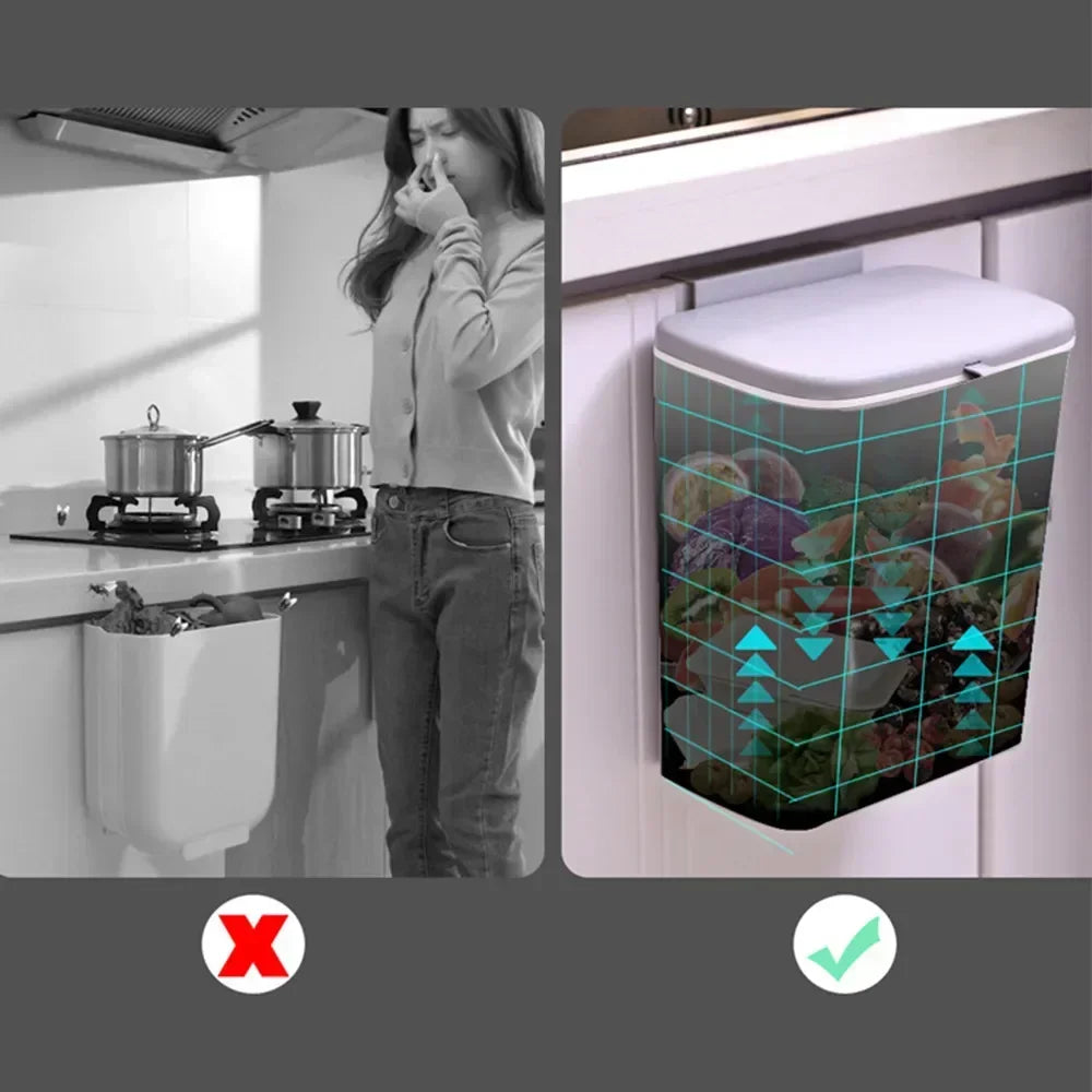Wandgemonteerde Afvalbak Met Deksel (7L/9L) Voor Keuken & Badkamer