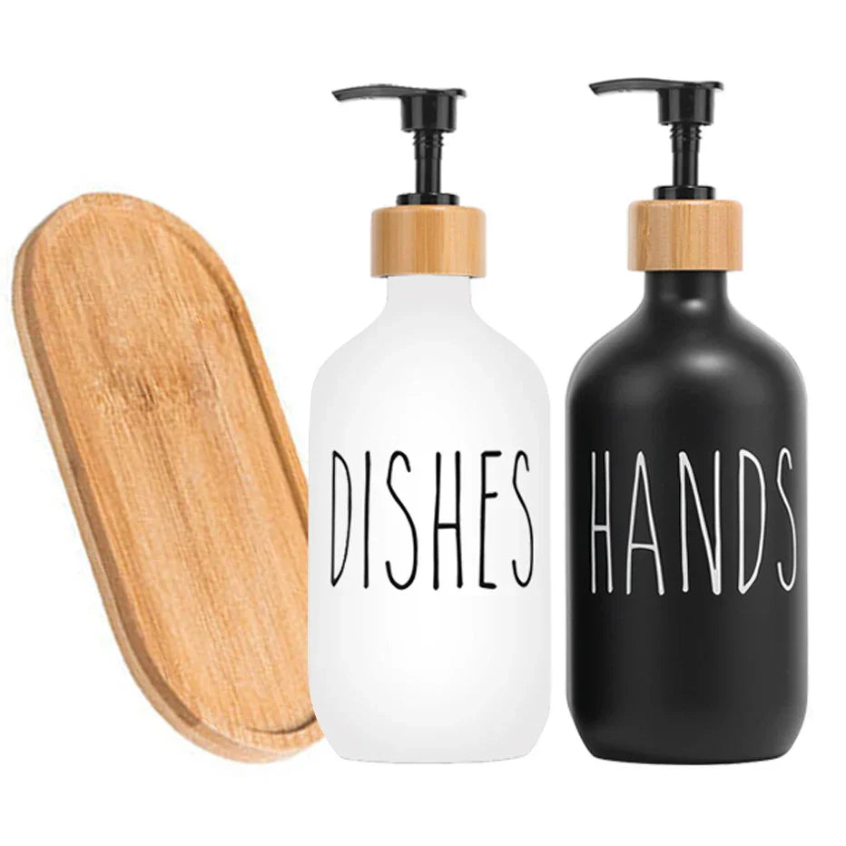 Zwarte Zeepdispenser Set Voor Keuken Met Navulbare Flessen & Strak Design