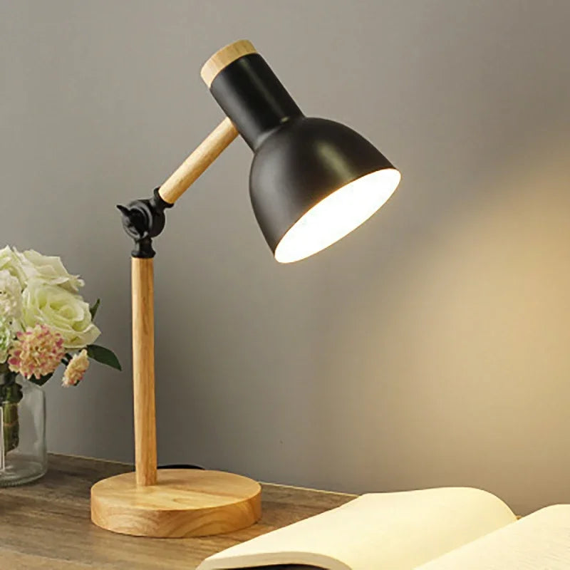Verstelbare Scandinavische Tafellamp van Hout - Kleurrijk & Verstelbaar Design
