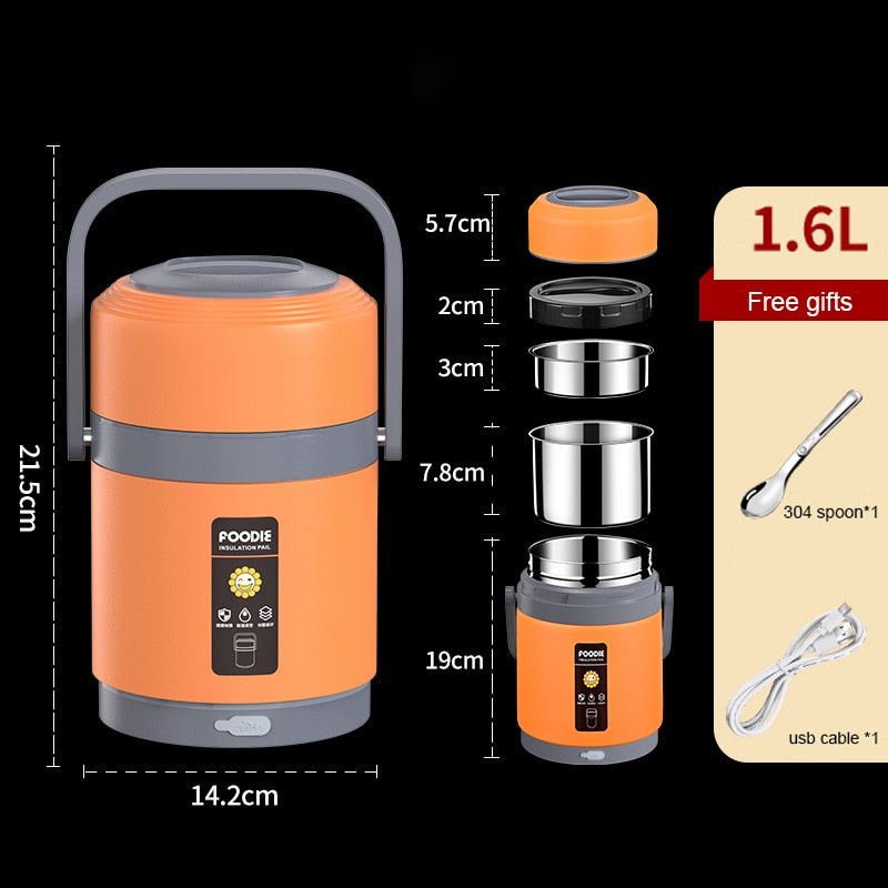 USB Verwarmde Lunchbox | 304 RVS – Warm Eten Onderweg