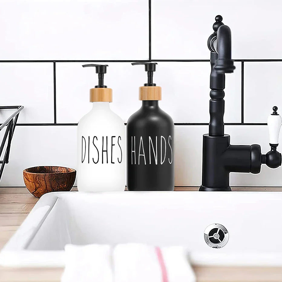 Zwarte Zeepdispenser Set Voor Keuken Met Navulbare Flessen & Strak Design
