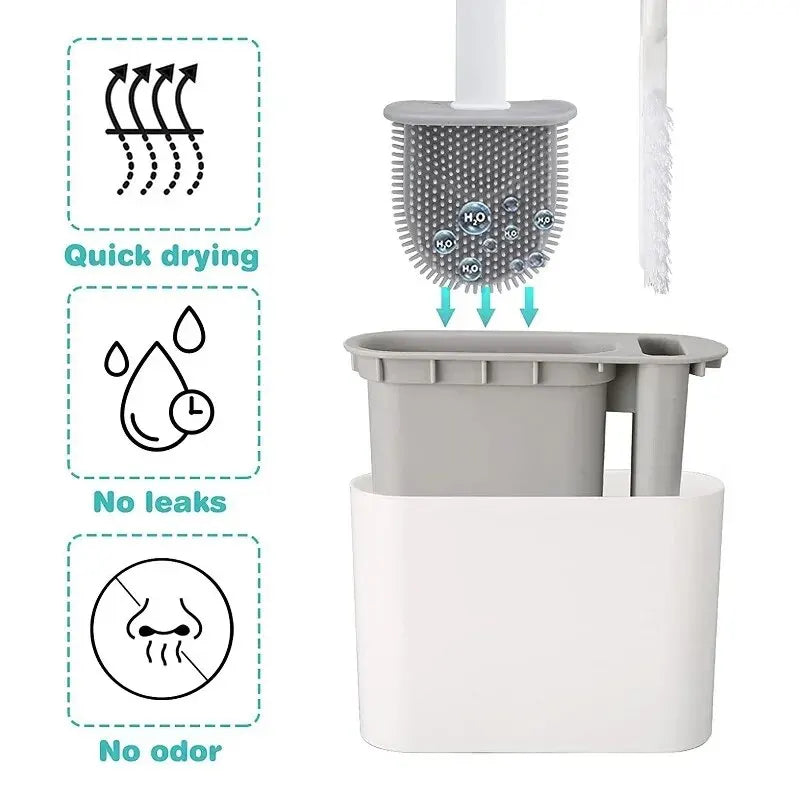 Wandmontage Toiletborstel Set | Siliconen & Ruimtebesparend
