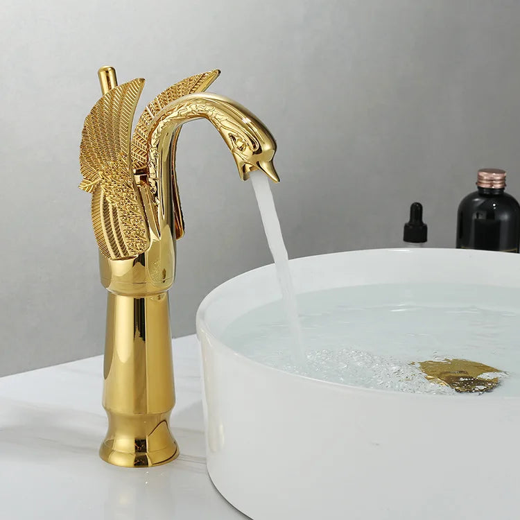 Zwaan Wastafelkraan in Goud/Zilver| Modern & Luxe Badkamerdesign