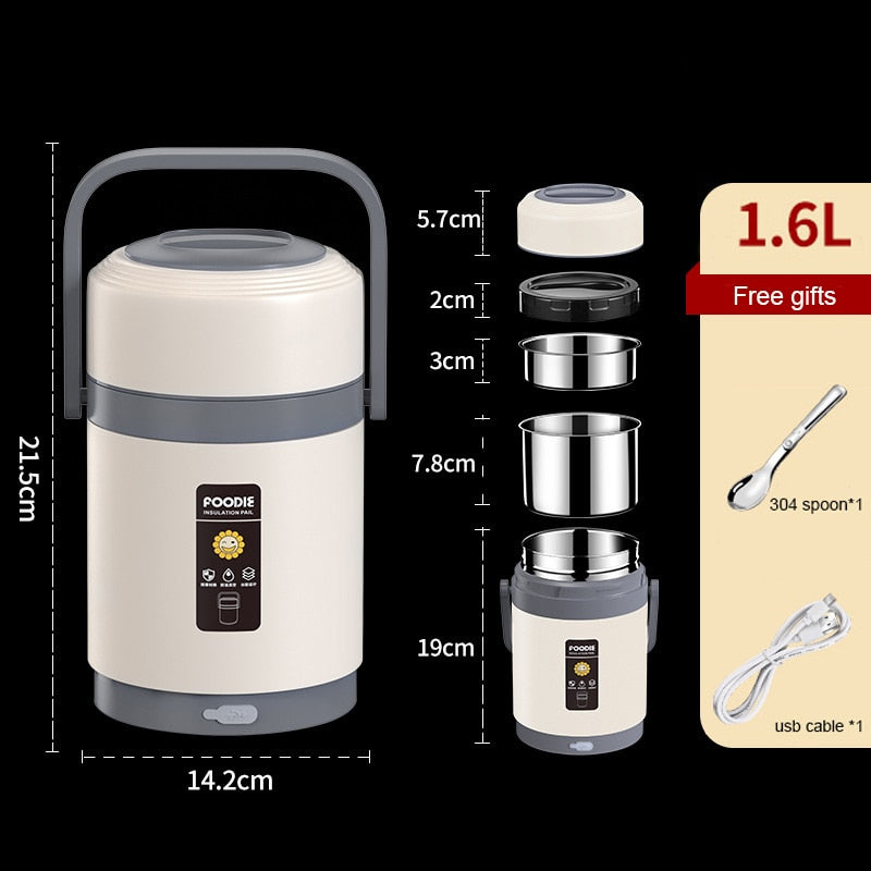 USB Verwarmde Lunchbox | 304 RVS – Warm Eten Onderweg