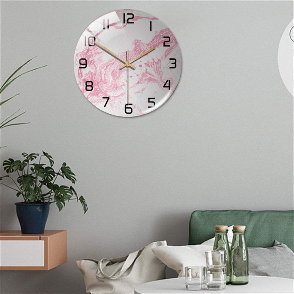 Wandklok met Elegante Marmerlook voor Woonkamer, Slaapkamer en Keuken