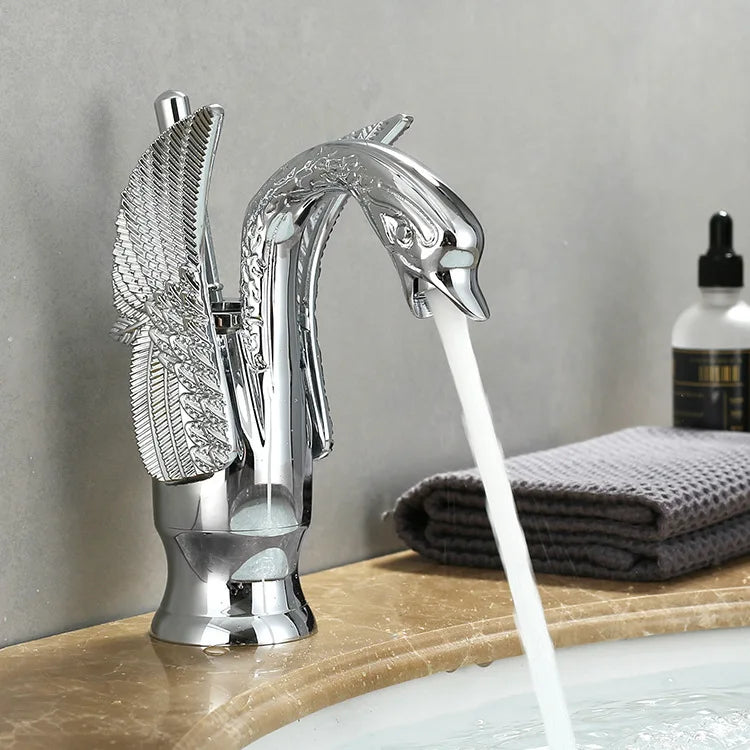 Zwaan Wastafelkraan in Goud/Zilver| Modern & Luxe Badkamerdesign