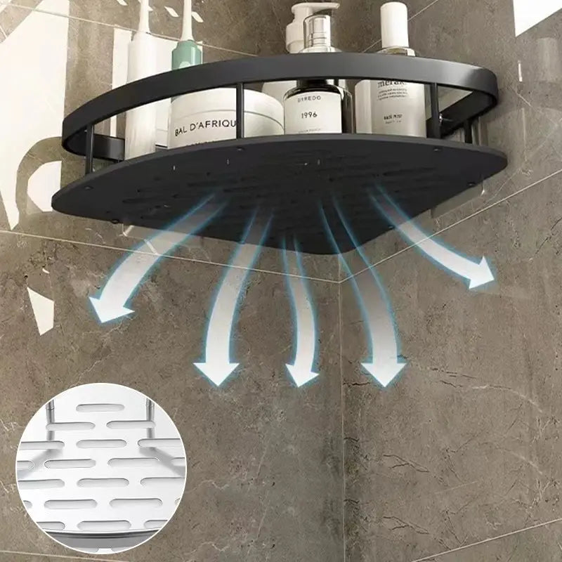 Hoekplank Badkamer Zonder Boren – Zelfklevende Wandplank – Moderne Opbergoplossing