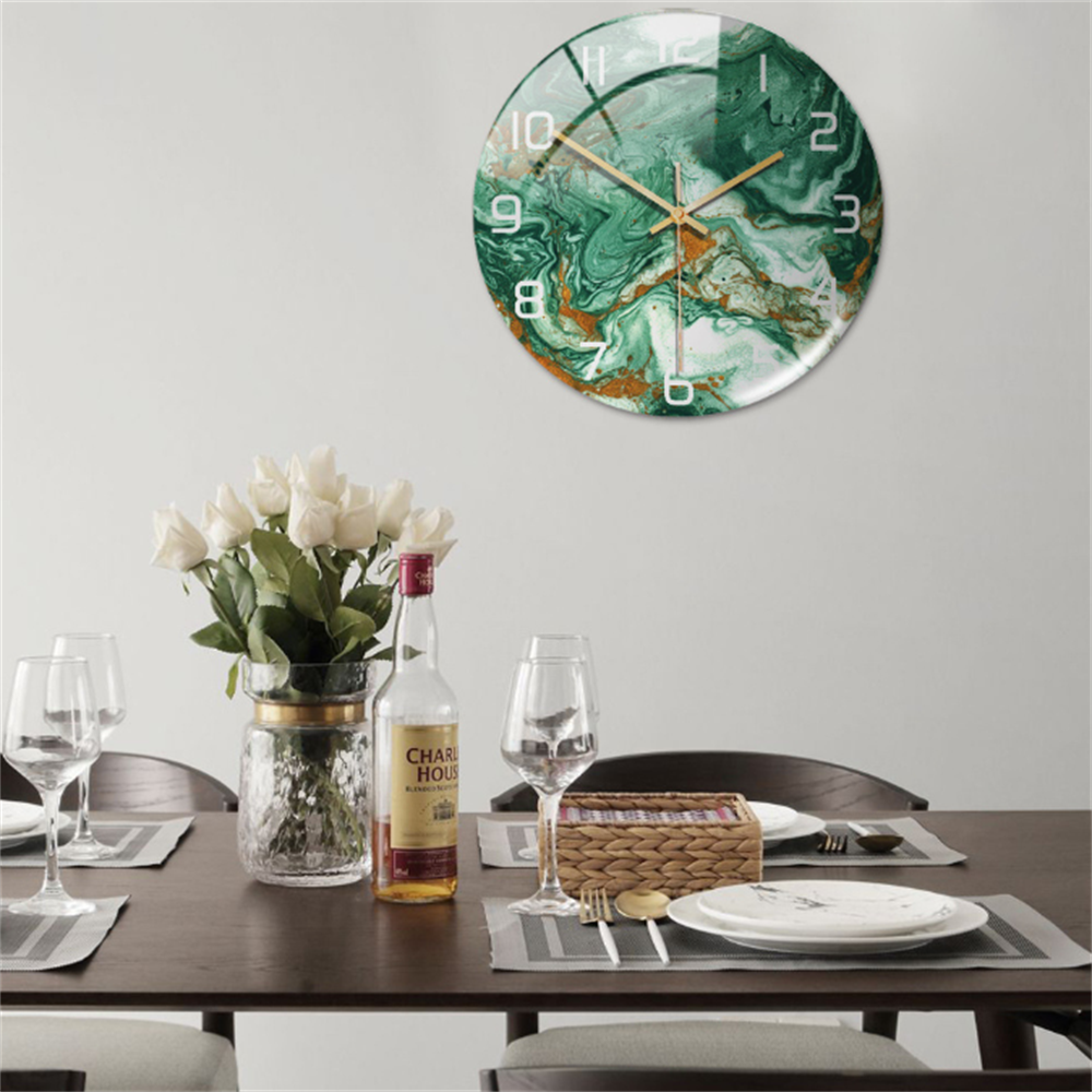 Wandklok met Elegante Marmerlook voor Woonkamer, Slaapkamer en Keuken