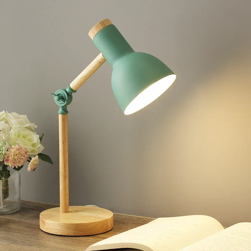 Verstelbare Scandinavische Tafellamp van Hout - Kleurrijk & Verstelbaar Design