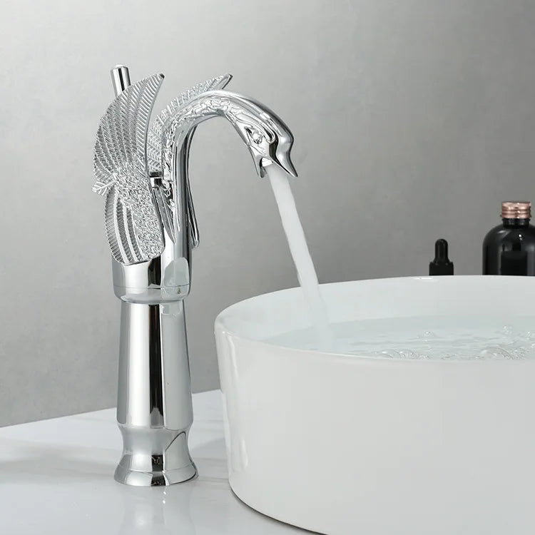 Zwaan Wastafelkraan in Goud/Zilver| Modern & Luxe Badkamerdesign