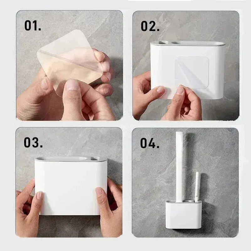 Wandmontage Toiletborstel Set | Siliconen & Ruimtebesparend