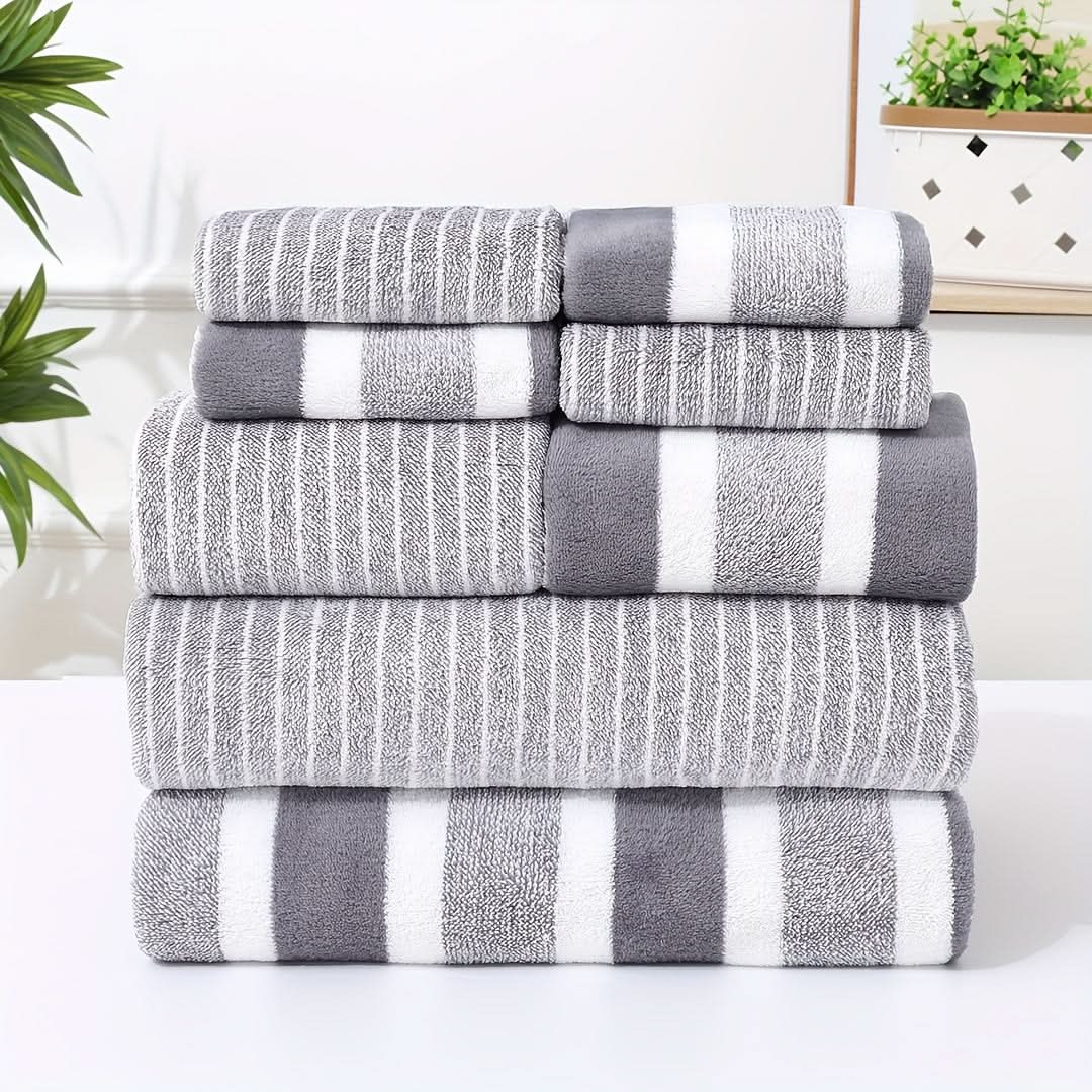Luxe Gestreepte Handdoekenset – Ultra Zachte & Sterk Absorberende Handdoekenset Voor Ultiem Comfort