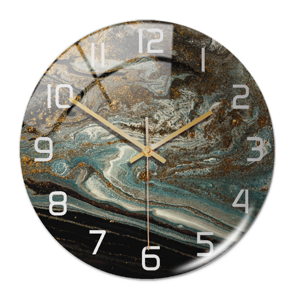 Wandklok met Elegante Marmerlook voor Woonkamer, Slaapkamer en Keuken