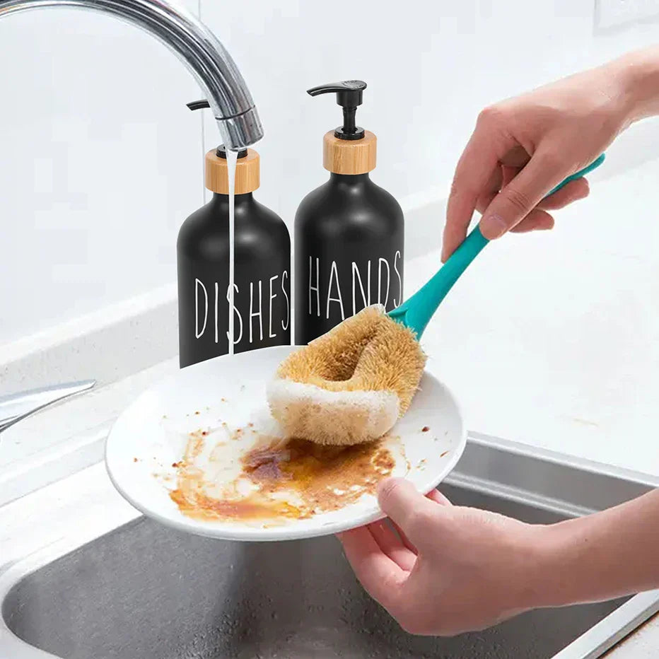 Zwarte Zeepdispenser Set Voor Keuken Met Navulbare Flessen & Strak Design
