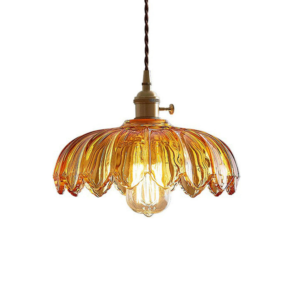 Vintage Glas Hanglamp met Koperen Accenten – Sfeervolle Design Hanglamp
