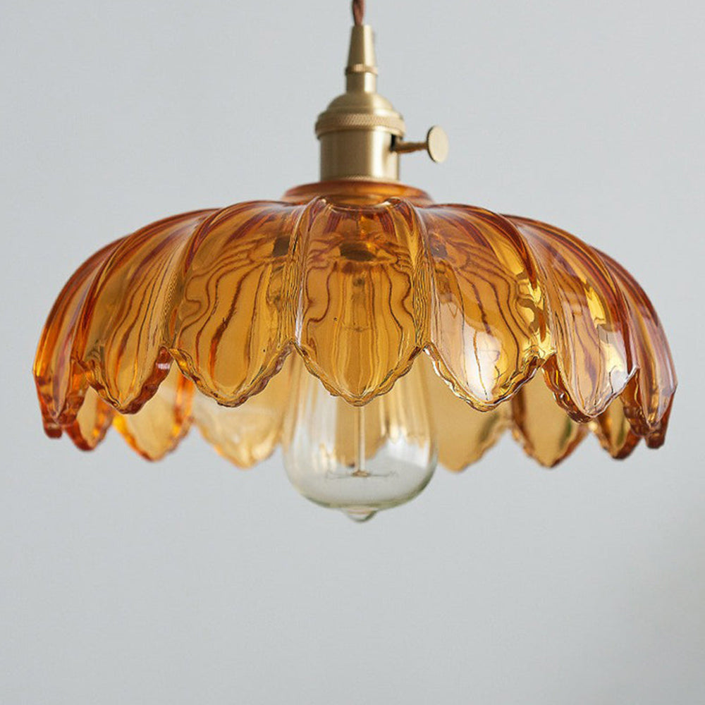 Vintage Glas Hanglamp met Koperen Accenten – Sfeervolle Design Hanglamp
