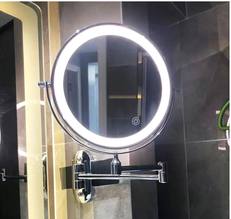 Zwarte Oplaadbare LED Vergrotingsspiegel voor Make-up en Badkamer