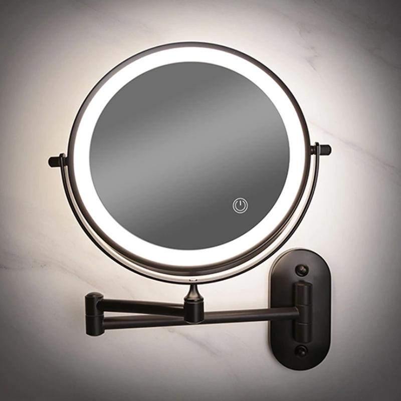 Zwarte Oplaadbare LED Vergrotingsspiegel voor Make-up en Badkamer