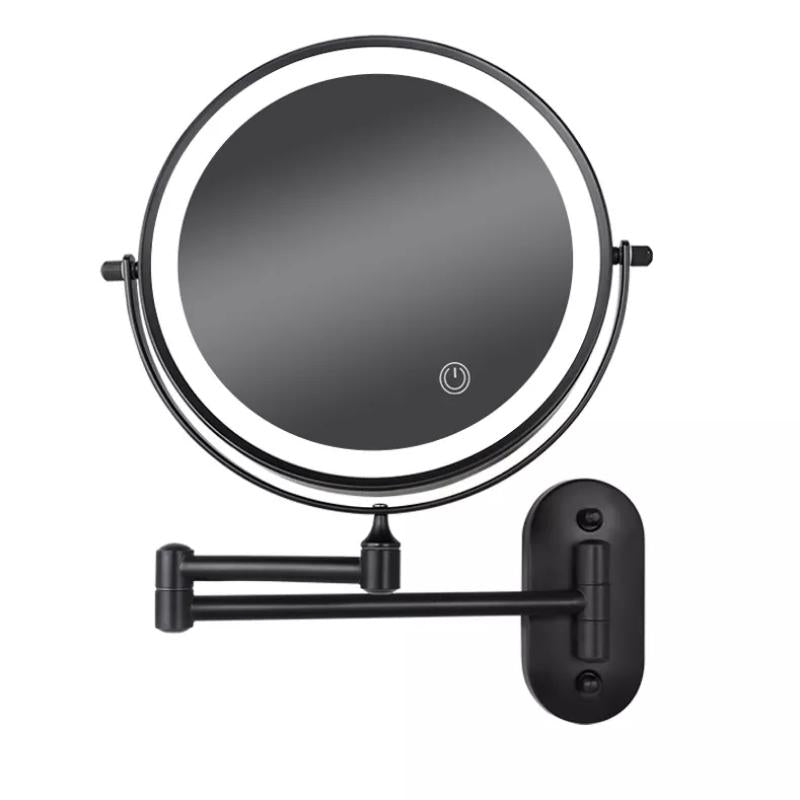 Zwarte Oplaadbare LED Vergrotingsspiegel voor Make-up en Badkamer