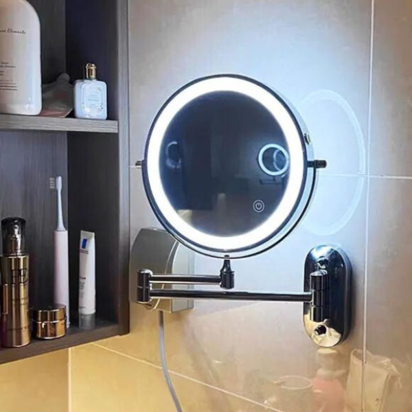 Zwarte Oplaadbare LED Vergrotingsspiegel voor Make-up en Badkamer