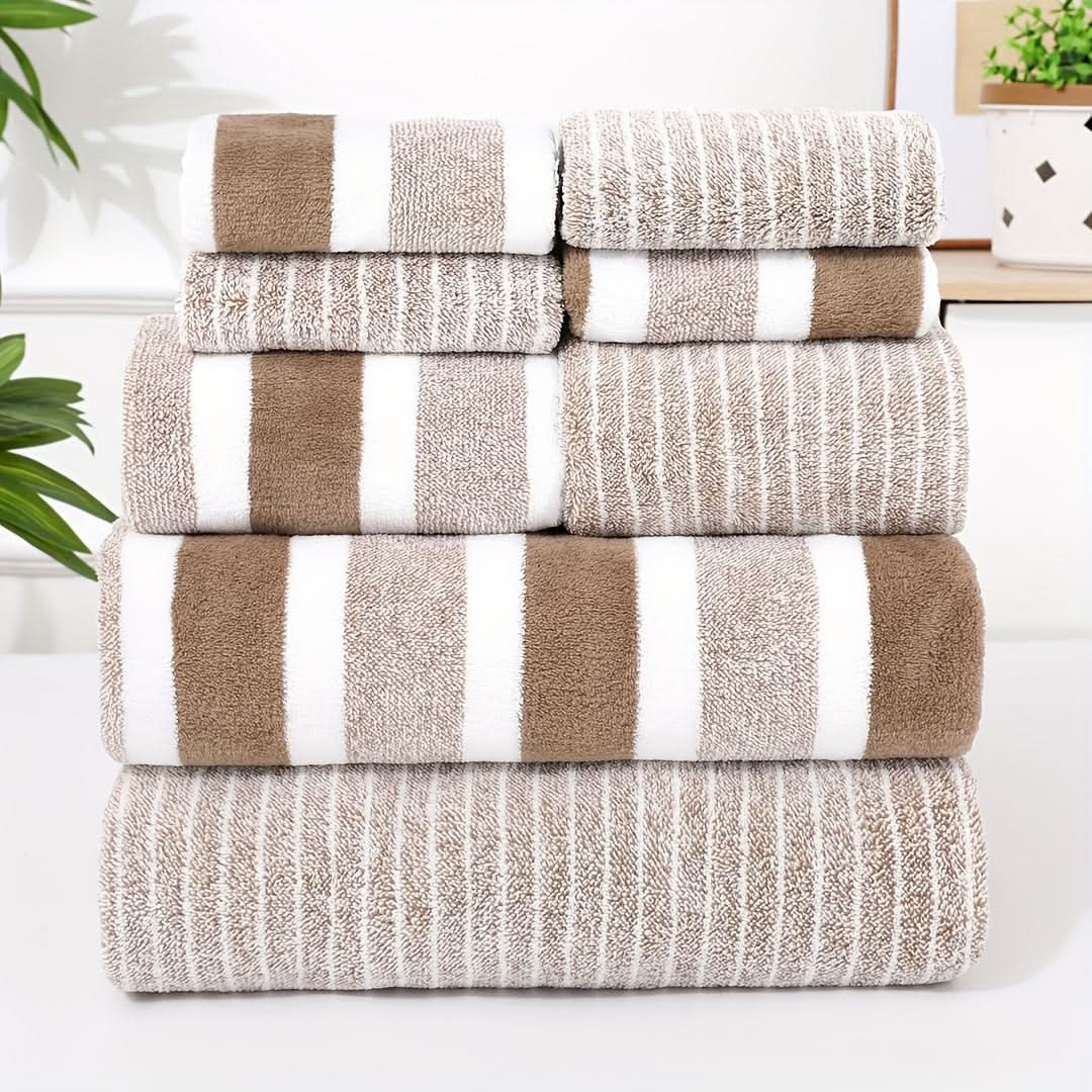 Luxe Gestreepte Handdoekenset – Ultra Zachte & Sterk Absorberende Handdoekenset Voor Ultiem Comfort