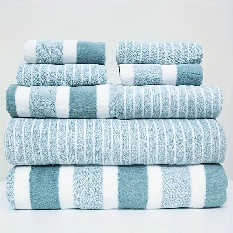 Luxe Gestreepte Handdoekenset – Ultra Zachte & Sterk Absorberende Handdoekenset Voor Ultiem Comfort