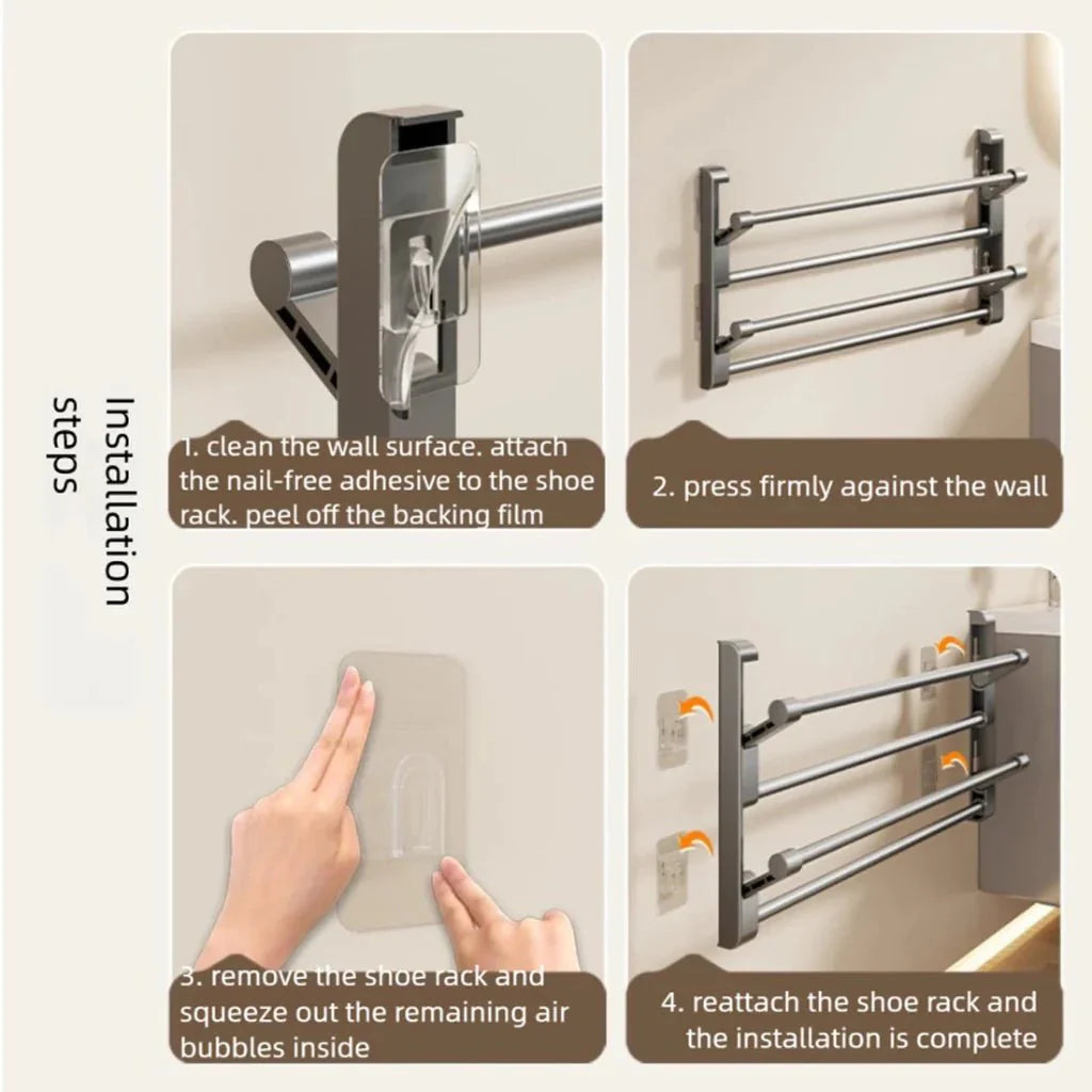 Muur Organiser Schoenenrek – Wandgemonteerde Schoenhouder Met Drainage Voor Ruimtebesparing