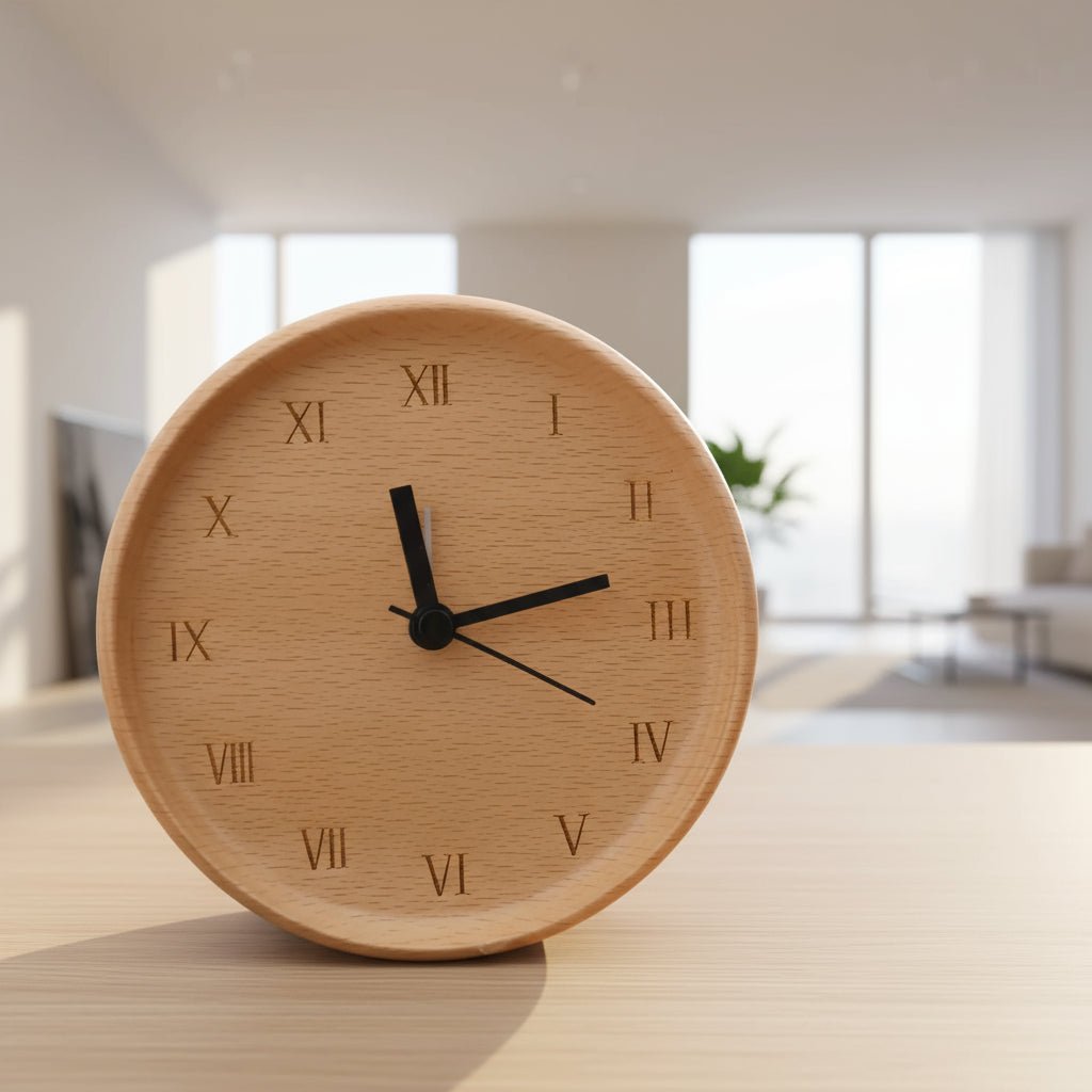 WoodMorn Wekker – Elegante Beukenhouten Alarmklok Voor Een Rustvolle En Stijlvolle Slaapkamer