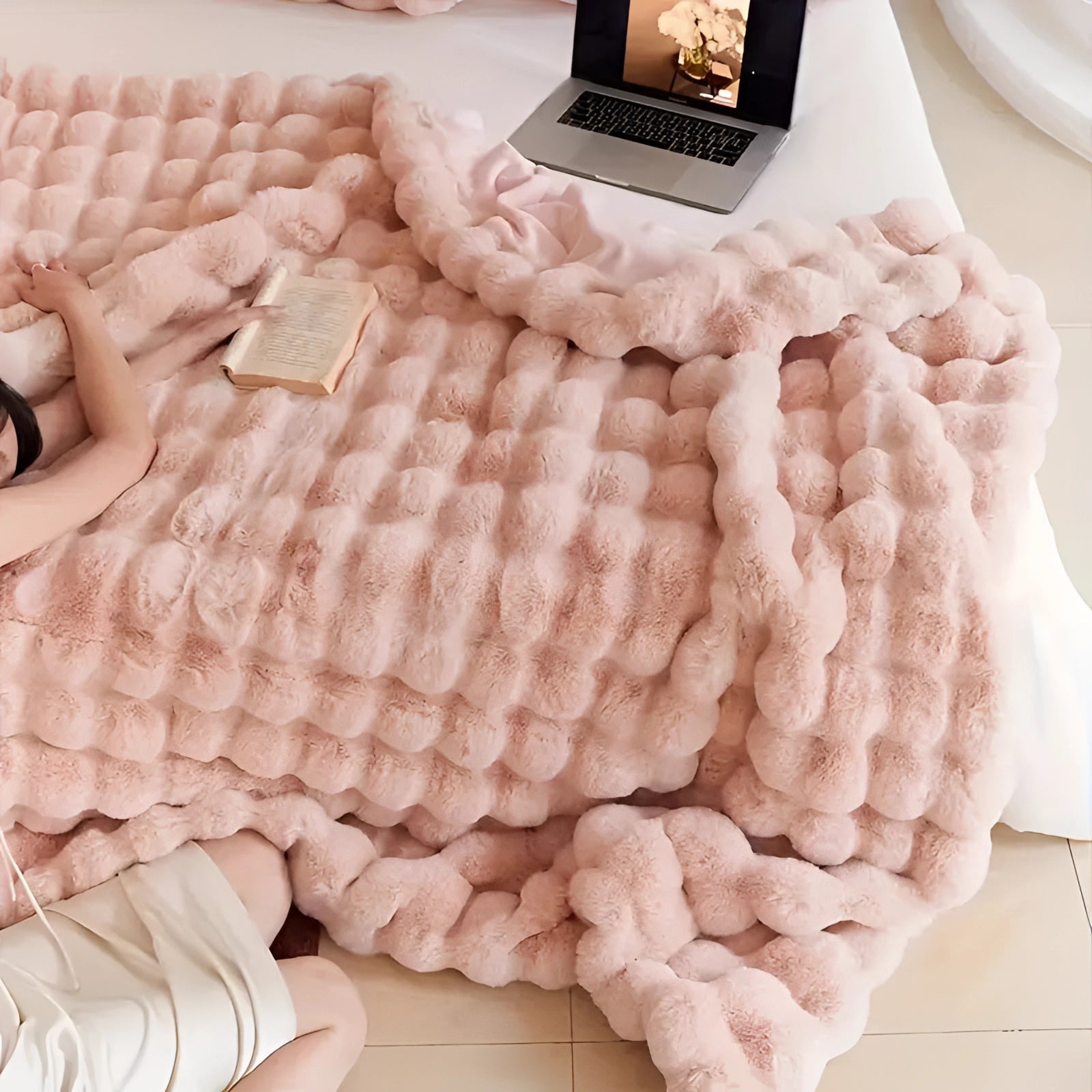 Ultrazacht Faux Fur Gewichtsdeken met Chunky Knit Design