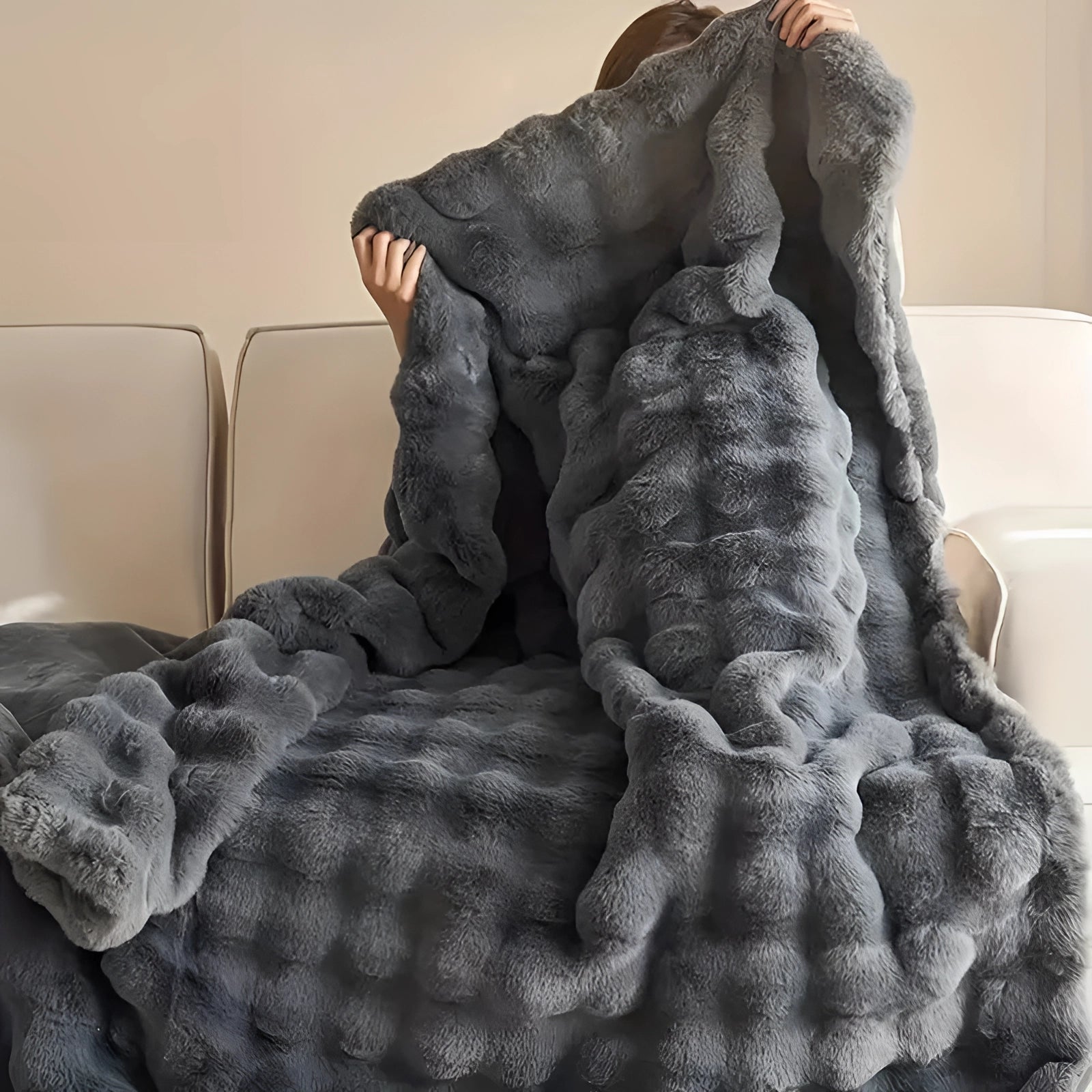 Ultrazacht Faux Fur Gewichtsdeken met Chunky Knit Design