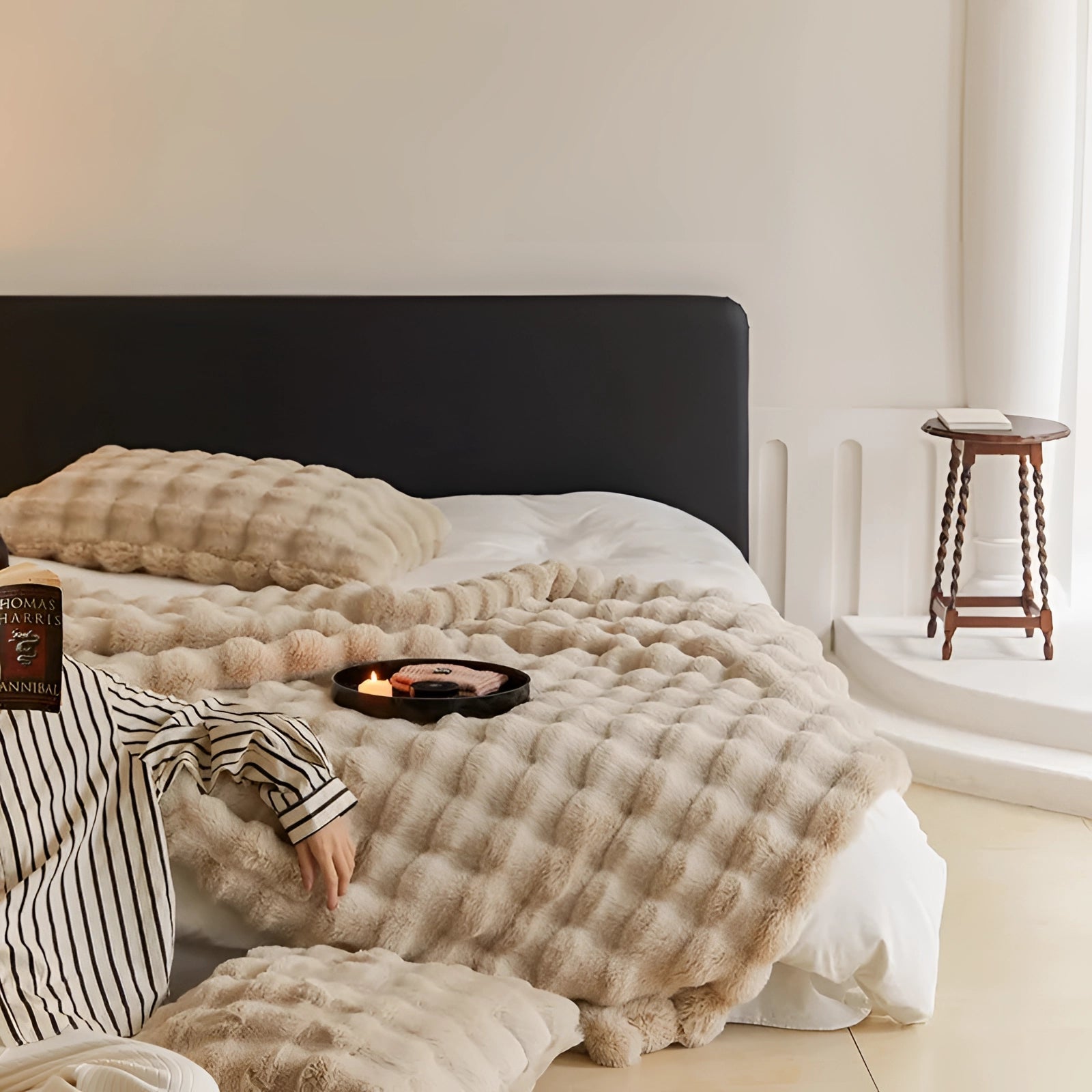 Ultrazacht Faux Fur Gewichtsdeken met Chunky Knit Design
