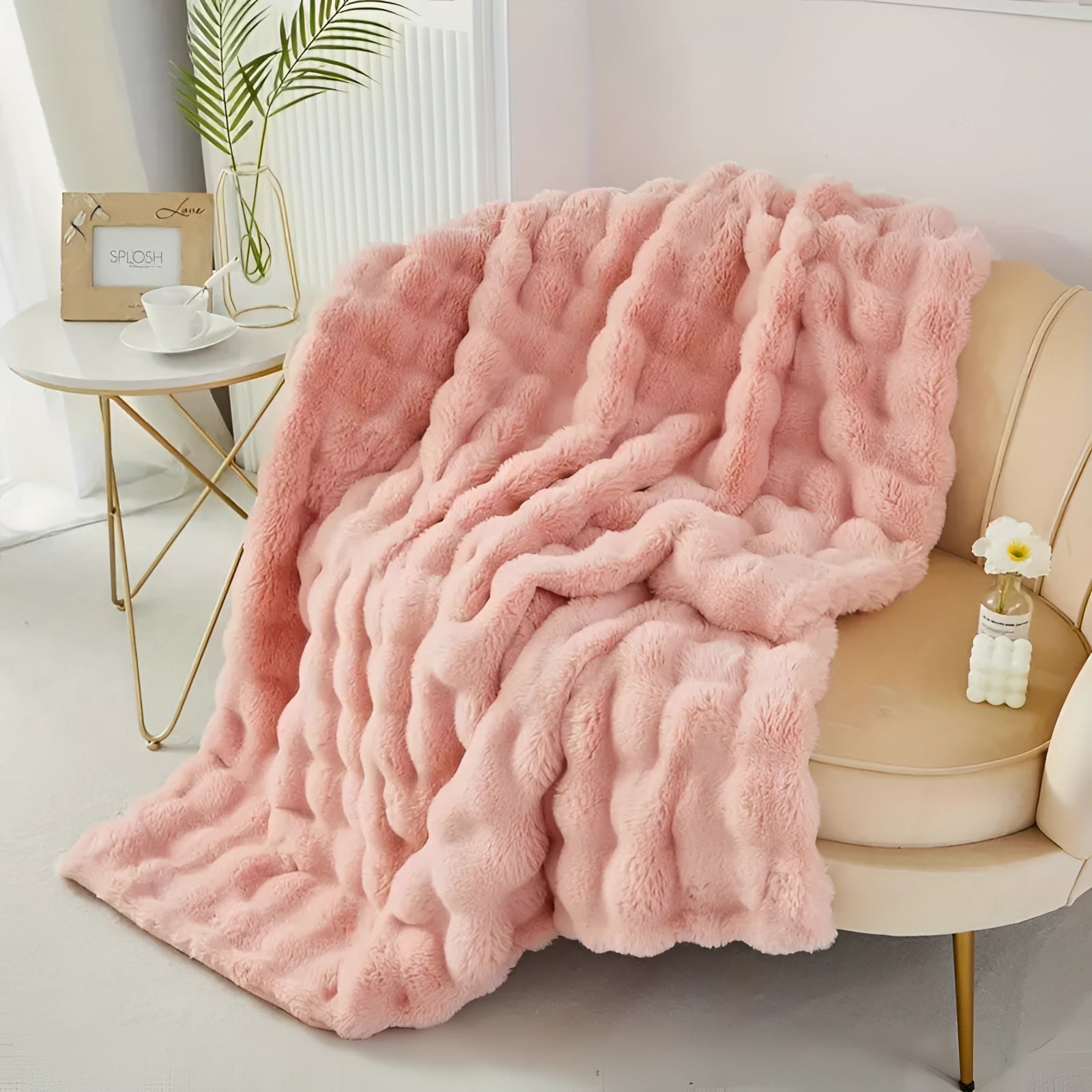 Ultrazacht Faux Fur Gewichtsdeken met Chunky Knit Design