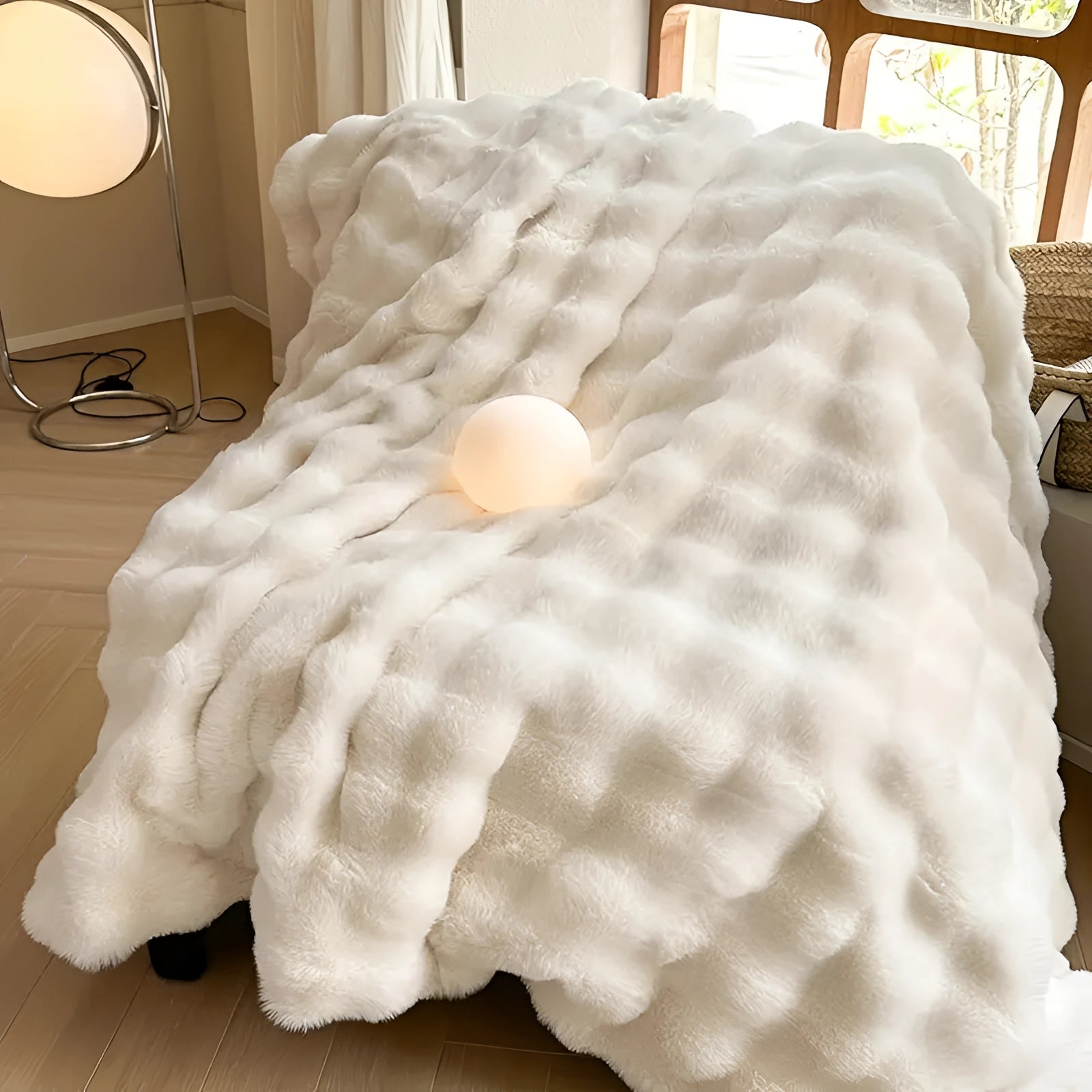 Ultrazacht Faux Fur Gewichtsdeken met Chunky Knit Design
