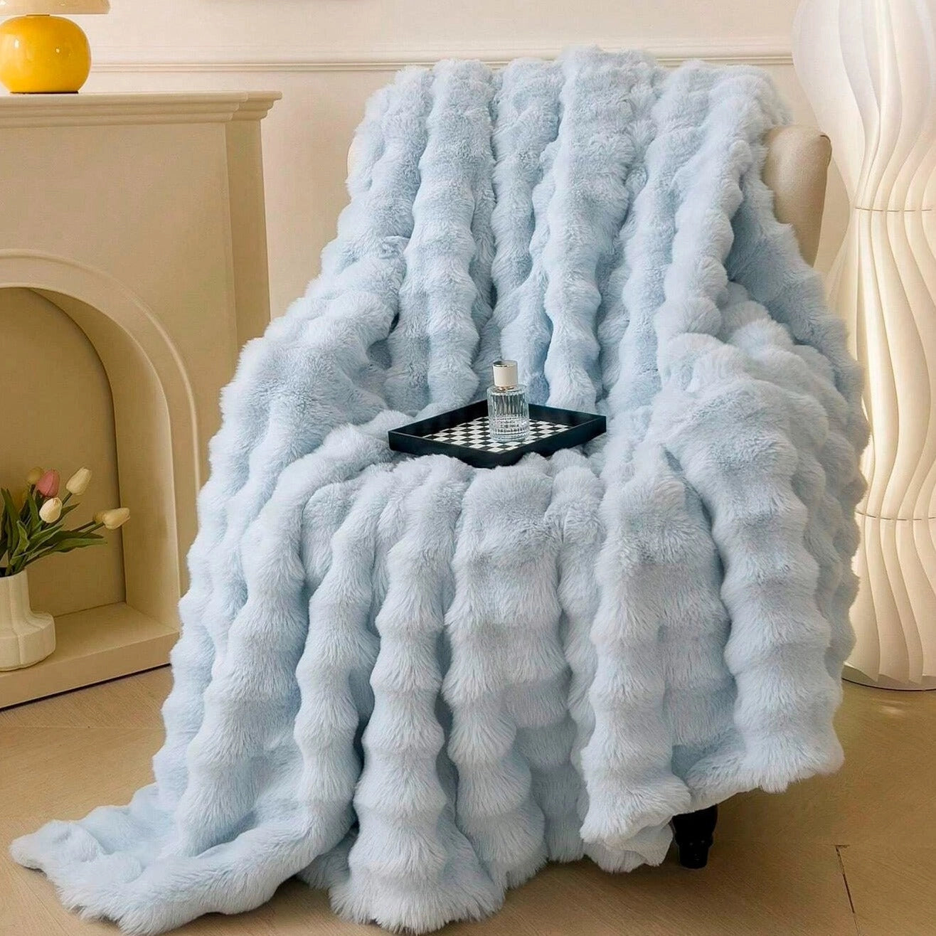 Ultrazacht Faux Fur Gewichtsdeken met Chunky Knit Design