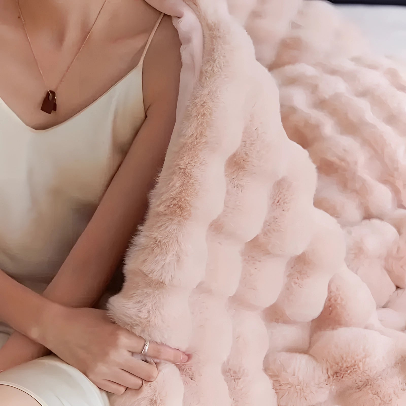 Ultrazacht Faux Fur Gewichtsdeken met Chunky Knit Design