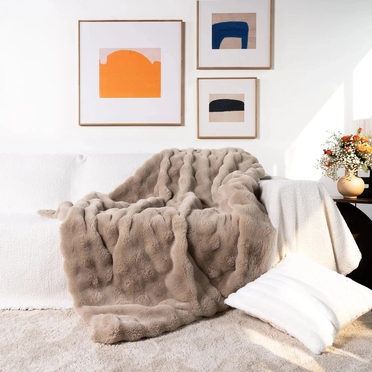 Ultrazacht Faux Fur Gewichtsdeken met Chunky Knit Design