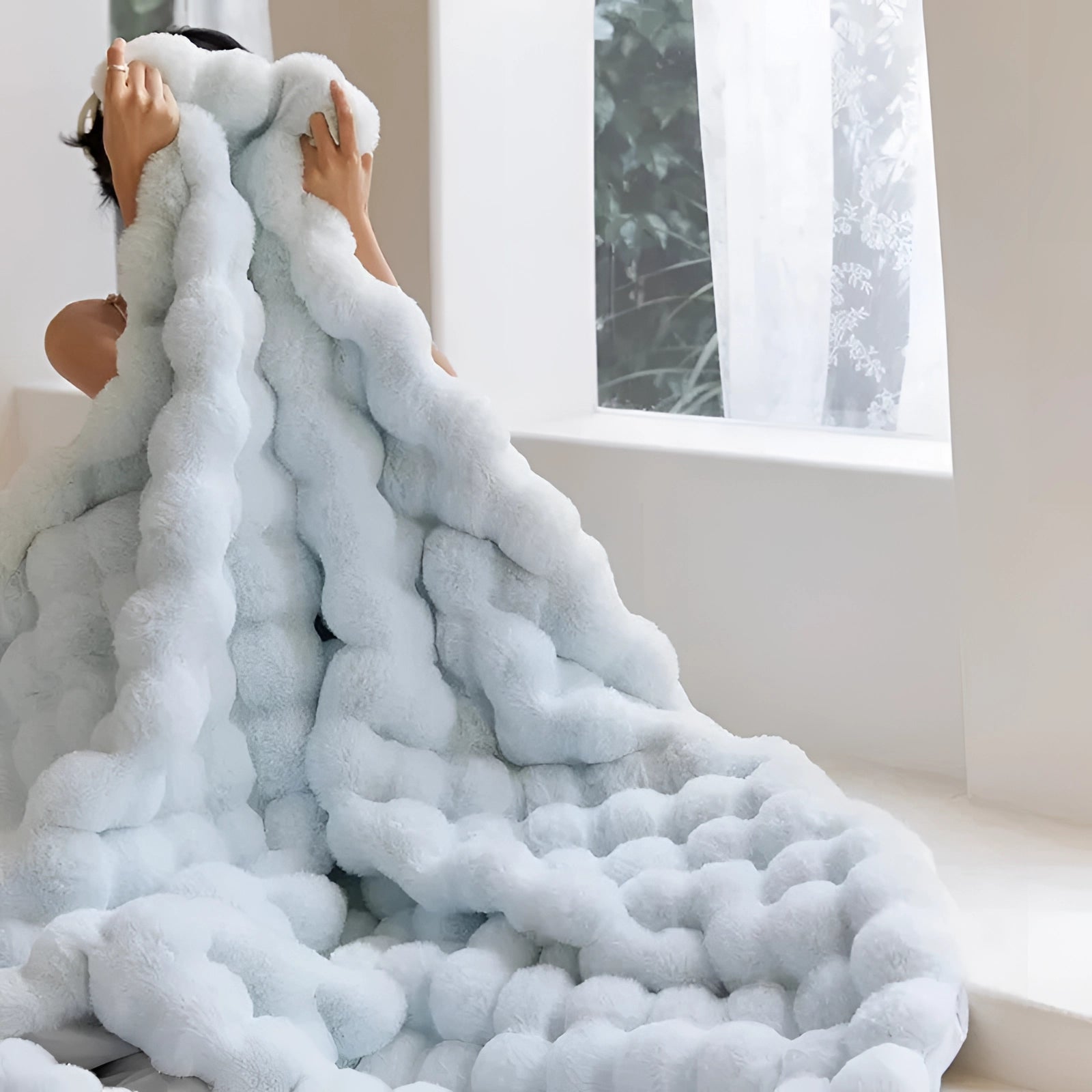 Ultrazacht Faux Fur Gewichtsdeken met Chunky Knit Design