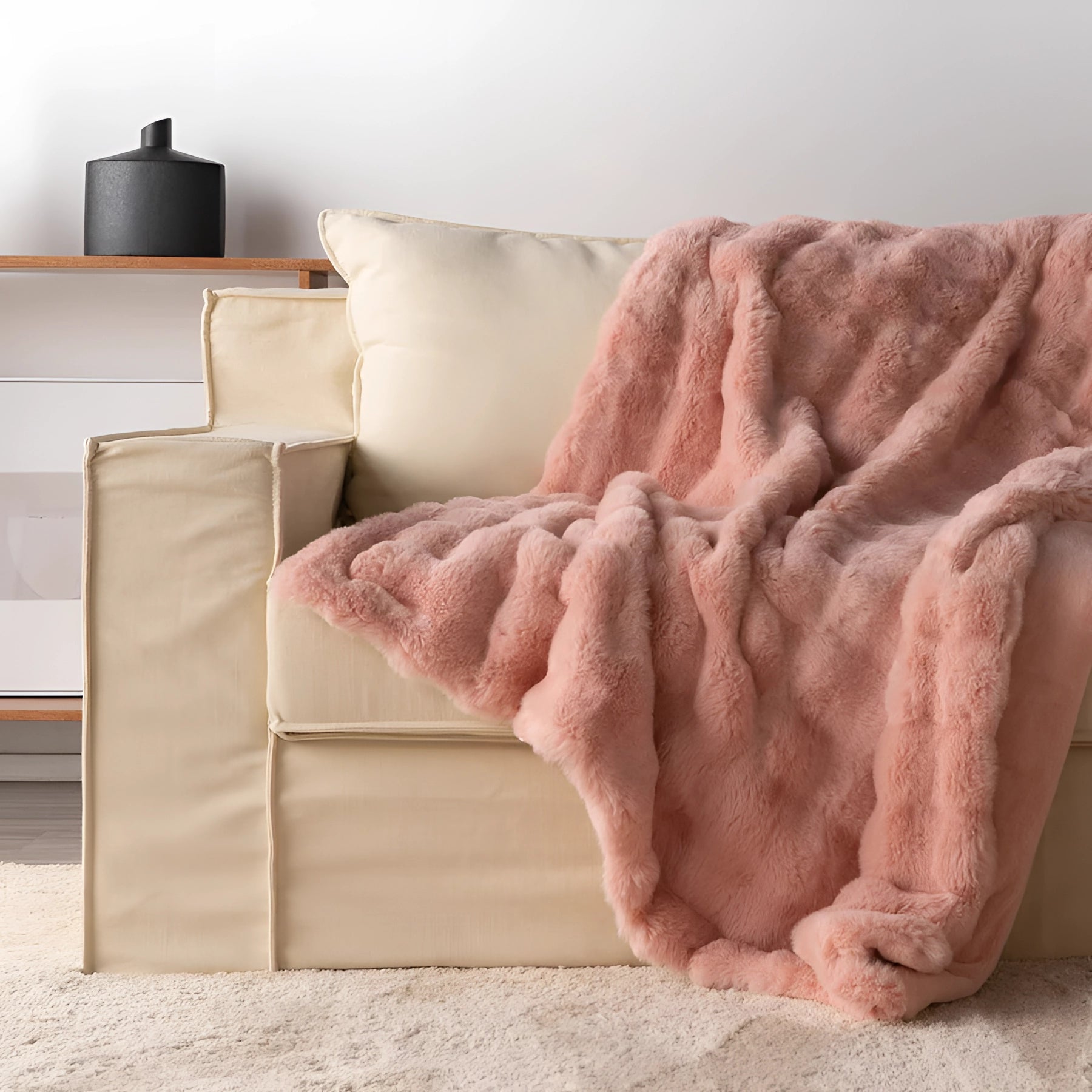 Ultrazacht Faux Fur Gewichtsdeken met Chunky Knit Design