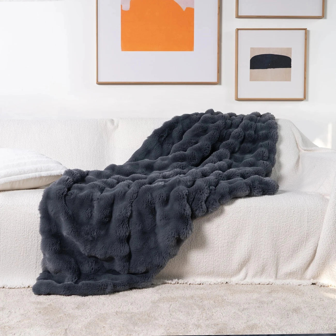 Ultrazacht Faux Fur Gewichtsdeken met Chunky Knit Design