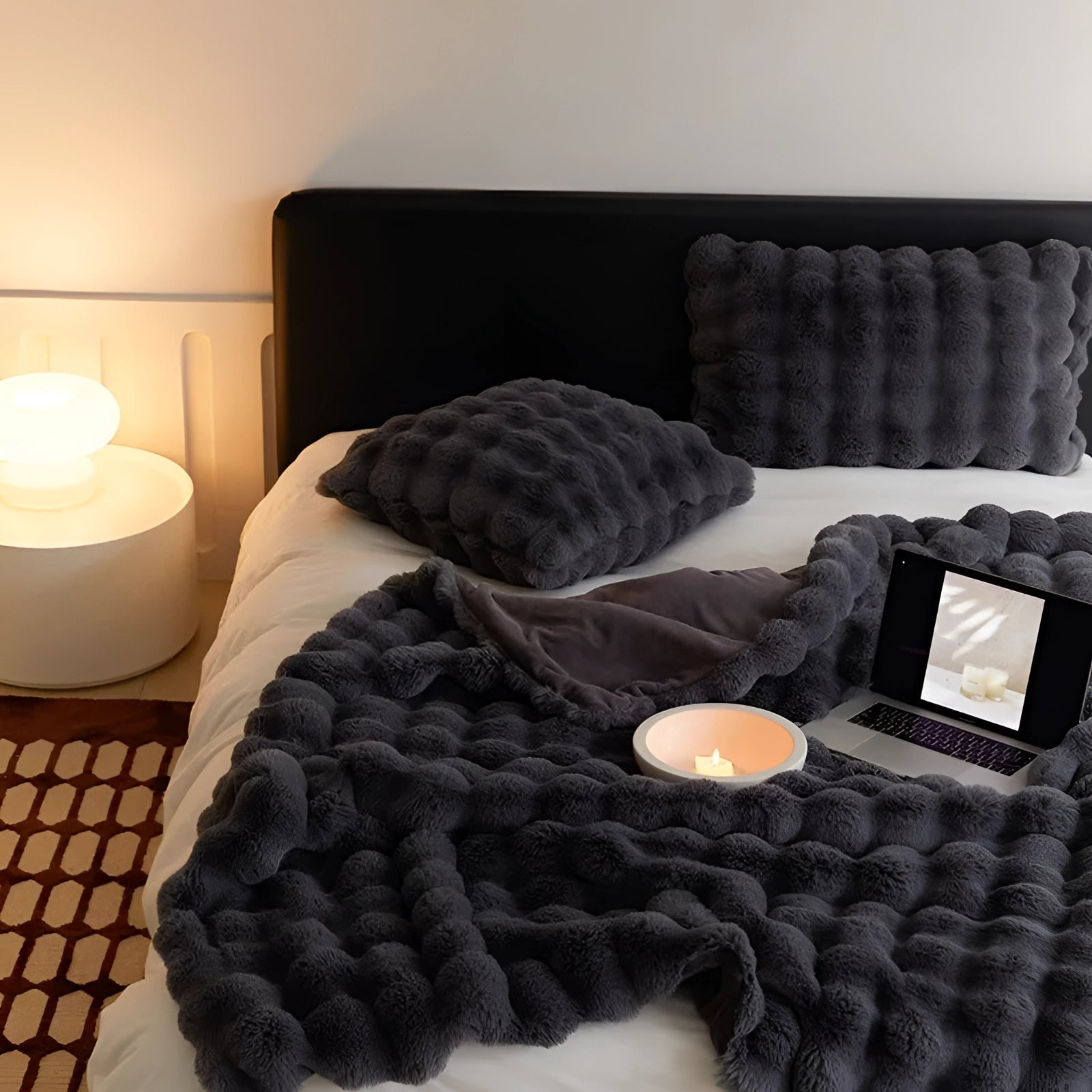 Ultrazacht Faux Fur Gewichtsdeken met Chunky Knit Design