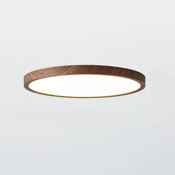 Ultradunne Ronde LED Plafondlamp met Walnootlook – 3 Lichtstanden voor Woonkamer, Slaapkamer & Eetkamer