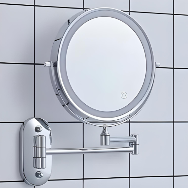 Chroom Zilver Oplaadbare LED Vergrotingsspiegel voor Make-up en Badkamer