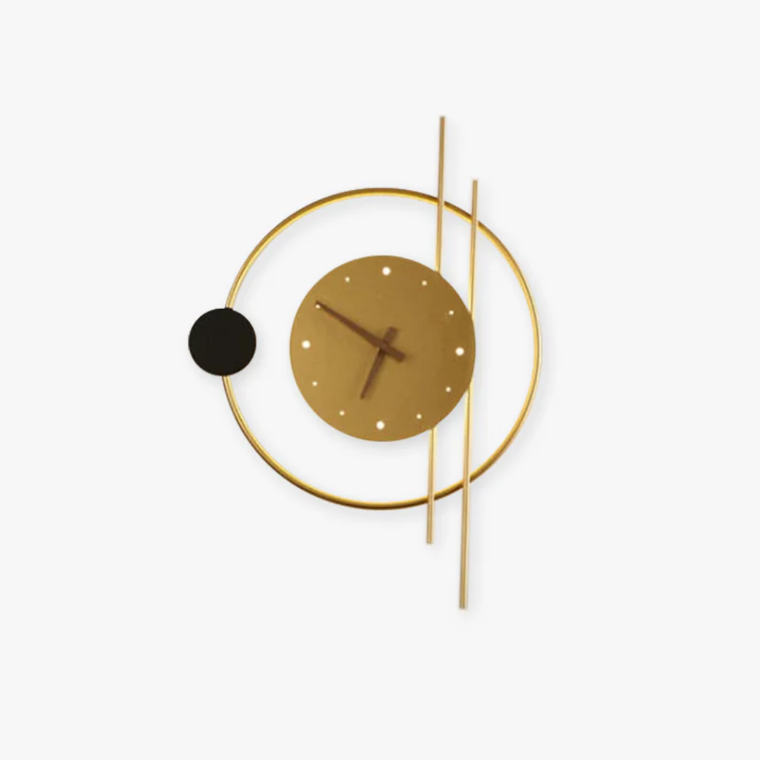 Moderne LED Wandklok met Warm Wit Licht in Zwart-Goud Design