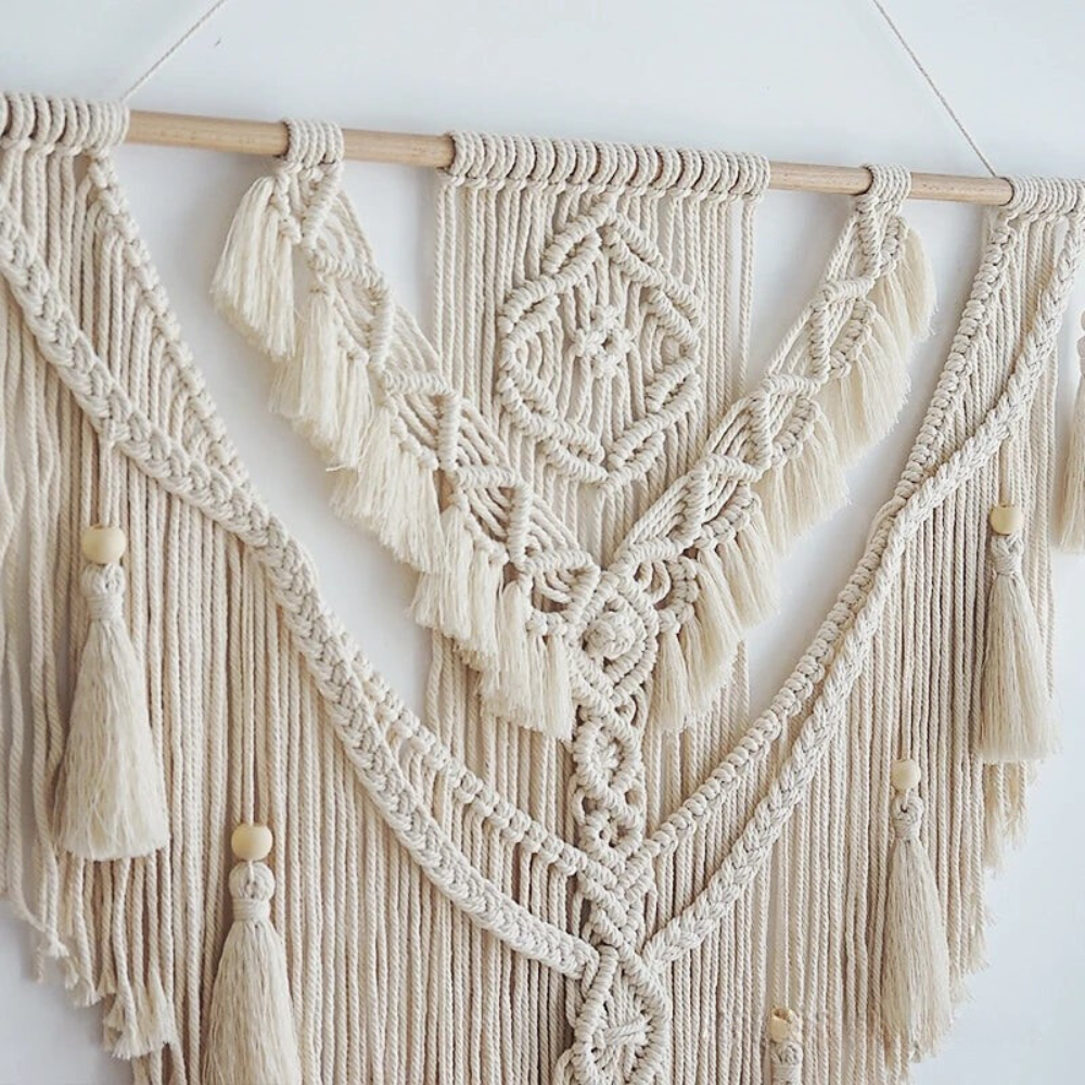 Scandinavische Boho Macramé Wanddecoratie – Handgemaakt & Stijlvol