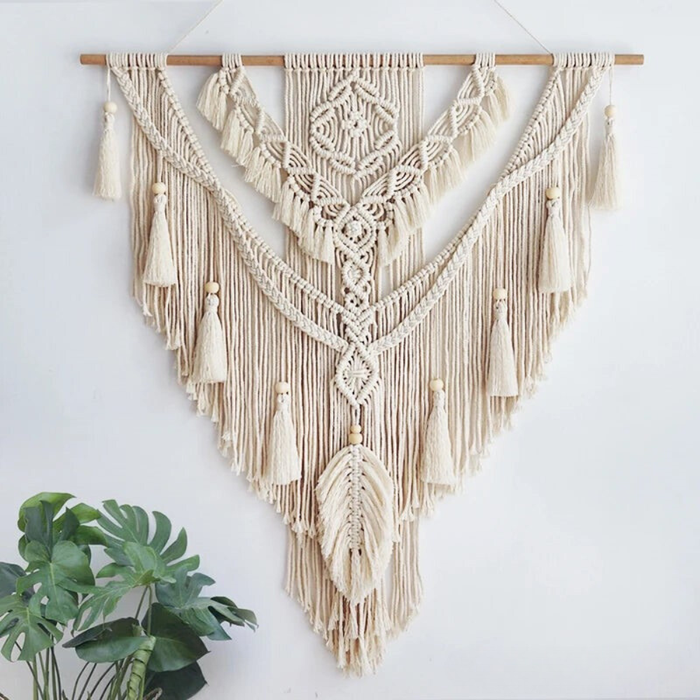 Scandinavische Boho Macramé Wanddecoratie – Handgemaakt & Stijlvol