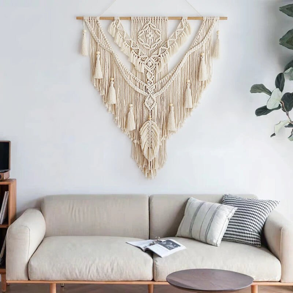 Scandinavische Boho Macramé Wanddecoratie – Handgemaakt & Stijlvol
